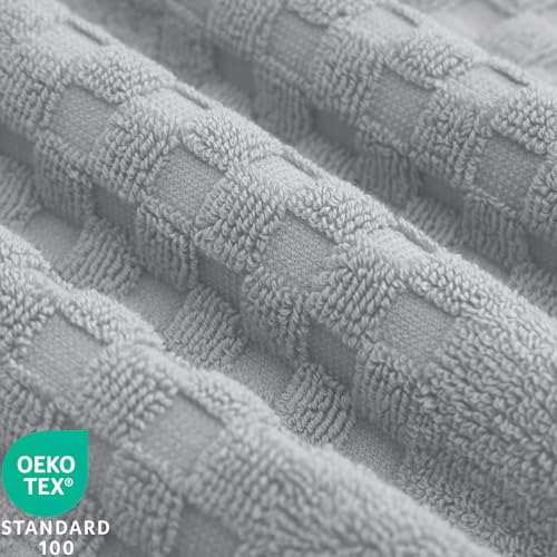 Feather & Stitch 100% Cotton 625 GSM Bath Towel Set of 6, Ultra Soft Highly Absorbent 2 Bath Towels, 2 Hand Towels & 2 Washcloth - Luxury Quick Dry Shower Towels (Grey) - color: Grey