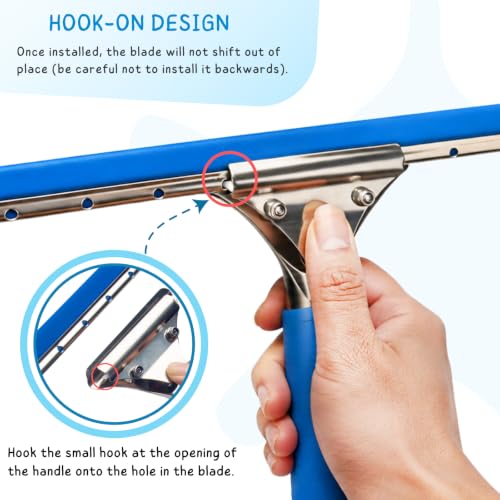 Window Squeegee with Scrubber for Home and Outdoor Glasses Cleaning, 6 Ft Long Handle 2 in 1 Professional Window Washing Kit with Replacement Rubber Blade, Car Windshield Cleaner Tool - size: 6 Ft