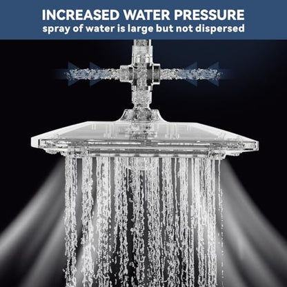 ELLO&ALLO Rain Shower Head with Handheld Spray, Rainfall Shower Head Combo with 60" Hose, Adjustable Dual Showerhead Set with 3-Way Diverter, Sliver