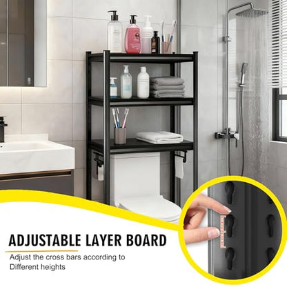 Over The Toilet Storage Shelf, Freestanding Metal Bathroom Shelf Organizer, Waterproof Rustproof Space Saver, Black，54.3''H×15.7''W×11.8''D - size: 54.3''H×15.7''W×11.8''D