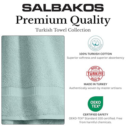 SALBAKOS 6-Piece 100% Turkish Cotton Hand Towels, 16x30 inch, Seafoam Green | Large Size Thick Super Soft Highly Absorbent, Versatile Hair Face & Hand Drying Towel, Premium Hotel Quality Made in Turkey - color: Seafoam Green, size: 6 Hand Towels