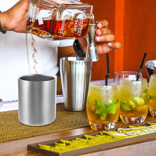 DOITOOL Toothbrush Holder for Bathroom, 304 Stainless Steel Toothbrush Tumbler Cup Water Cup Beverages Beer Cup for Home Party Travel (Silver, 300ml)