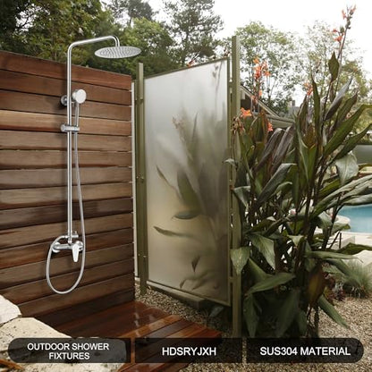 Shower Faucet -Shower System，Shower Faucets Sets Complete - Outdoor Shower Kit/Outdoor Shower Enclosure/Outdoor Shower Fixtures W/ SS304 Shower Head with Handheld High Pressure, Brushed Nickel - color: Brushed Nickel-2F