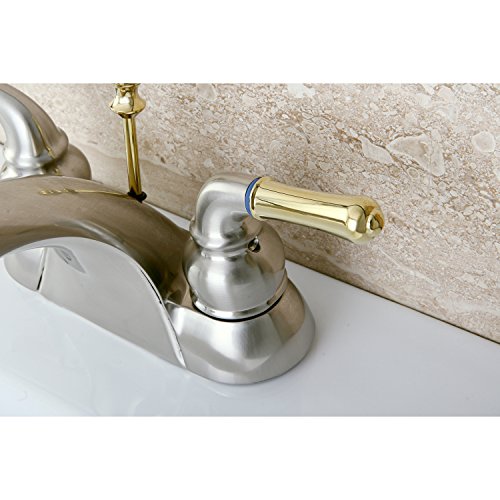Kingston Brass KB2629 Naples 4-Inch Centerset Lavatory Faucet, Brushed Nickel and Polished Brass - color: Brushed Nickel/Polished Brass