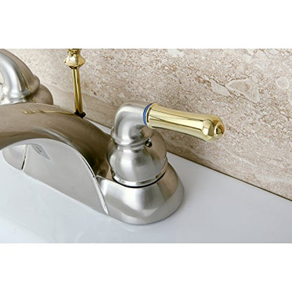 Kingston Brass KB2629 Naples 4-Inch Centerset Lavatory Faucet, Brushed Nickel and Polished Brass - color: Brushed Nickel/Polished Brass