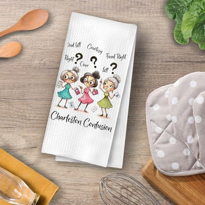 Charleston Confusion Kitchen Towels - Funny Mahjong Gifts Decorative Waffle Dish Towels, Mah Jong Gift Hand Towe, Mahjong Players Lovers Tea Towel, 16x24 Inch - color: Charleston Confusion