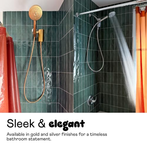 sproos! - Handheld Showerhead, High Pressure Performance, Golden Hour | Metallics - Easy DIY Installation - Renter Friendly - 3 Spray Functions with Pause - Extra Long 70 Inch Flexible Hose - color: Golden Hour