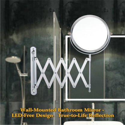 Welllink 7 Inch Extendable Mirror 7X and 1X Chrome | Space-Saving Screw Mount, Clear Reflection No Distortion, for Bathroom and Cloakroom, Home Gift - color: 7x