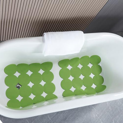 Webos Square Shower Mat Nonslip - Rubber Bathtub Mat with Suction Cups for Inside Shower Bathroom Floor (Green, 21X21) - color: Green