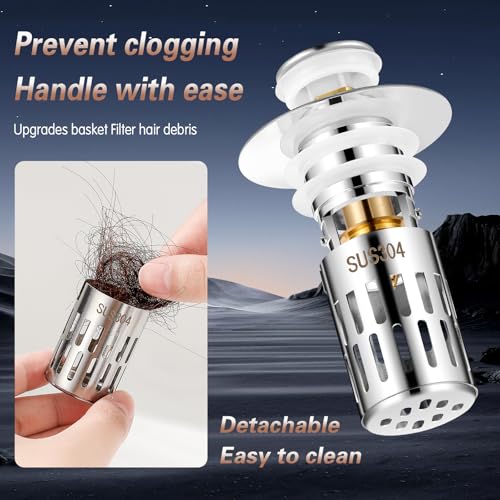 Bathroom Sink Drain Strainer,Bathroom Sink Drain Stopper, Sink Drain Stopper,for Bathroom Sink Stopper Replacement,Bright Silver - size: 1 Pack