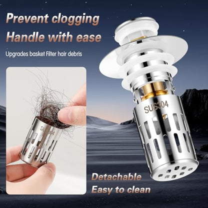 Bathroom Sink Drain Strainer,Bathroom Sink Drain Stopper, Sink Drain Stopper,for Bathroom Sink Stopper Replacement (2PCS),Bright Silver - size: 2 Pack