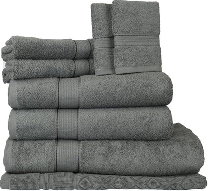 ELITE Emporium Home Collection 8-Piece Cotton Bath Towel Set - Ultra Soft, 550 GSM, Quick-Dry - Bath Sheet, Bath Towels, Hand Towels, Washcloths, Bath Mat - Luxury Bathroom Towel Set (Charcoal Grey) - color: Charcoal Grey