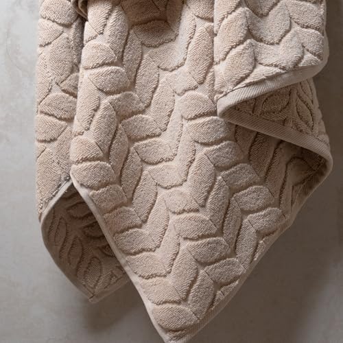 BAGNO MILANO Turkish Cotton Bath Towels, Hand Towels - Soft Plush Jacquard Collection - Highly Absorbent Towel Set (Sand Beige, Bath Sheet 35x70) - color: Sand Beige, size: Bath Sheet 35x70