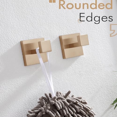 KOKOSIRI Robe Hooks for Bathrooms Towel Hooks Coat Hook Kitchen Garage Heavy Duty Wall Mounted Champagne Bronze Stainless Steel, 2 Pack B1010CPG-P2 - color: Champagne Bronze, size: 2 Pack