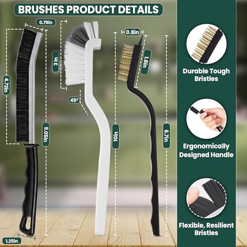 8 Pcs Crevice Cleaning Brush Set – Hard Bristle Cleaning Tools for Grout, Gaps & Narrow Spaces – Multi-Purpose Grout Brush, for Cleaning Bathroom, Shower, Window Tracks, Kitchen | Multi-Purpose Grout Brush for Bathroom, Shower, Window Tracks & Kitchen Cle