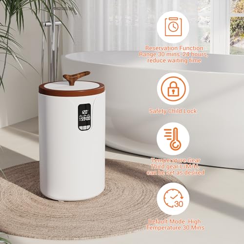 GarveeHome 20 L Bathroom Towel Warmer with Timer & Adjustable Temp, LED Display, Auto Shut-Off, Even-Heated for Towels/Bathrobes/Blankets - color: White-style a, size: 20L