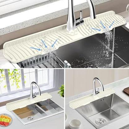 Kitchen Sink Splash Guard Gen2-30" x 6'' Silicone Sink Mat Splash Guard fit for Countertop, Bathroom,Farmhouse,RV by EBIGIC (off white) - color: off-white 30in, size: 30”x 6.0”