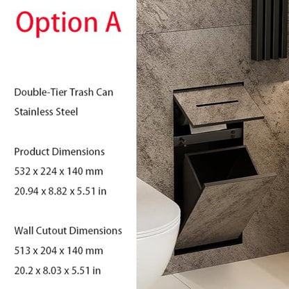 Toilet Paper Holder with Storage, in Wall Toilet Paper Holder, Stainless Cabinet Storage with Removable Trash Can and Toilet Brush Wall Bathroom Niche Black,Black/a - color: Black/a