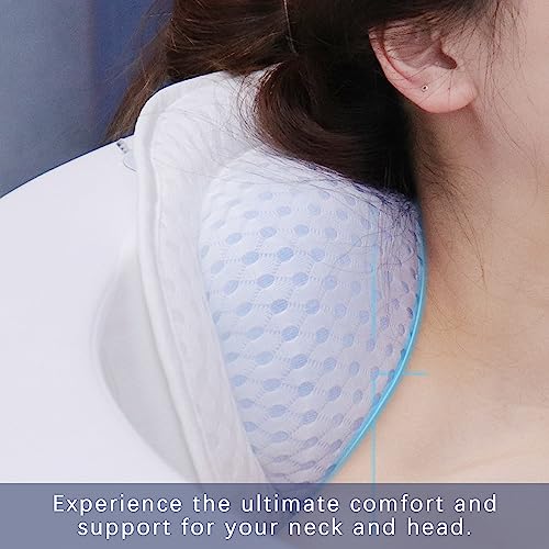 Bathtub Bath Pillows for Tub - Bath Tub Pillow Headrest with Ergonomic TPE, Bathtub Pillow for Neck & Back Support with Strong Suction Cups & Hook - size: Medium White