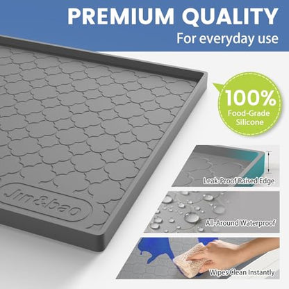 Jin&Bao Under Sink Mat 22" x 19" Waterproof Silicone Cabinet Kitchen Liner | Silicone under kitchen sink mat,cabinet protector,bathroom shelf liner,raised edge,anti-slip,easy to clean & dishwasher safe - color: Black, size: 19"w x 22"l