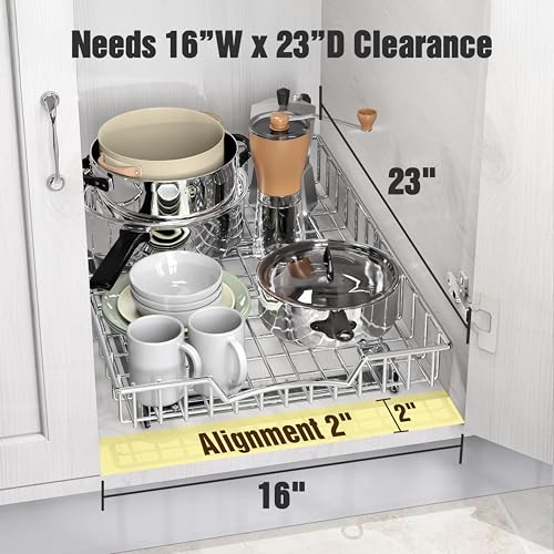 Simple Houseware Under Cabinet Pull Out Sliding Shelf Drawer, 21Dx14W | for Kitchen Organizer - size: 21" D x 14" W