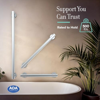 Gatco 674C Nouveau 36" L Grab Bar, Chrome/ADA Compliant Stainless Steel Safety Grab Bar for Bathroom - color: Chrome, size: 36 Inch