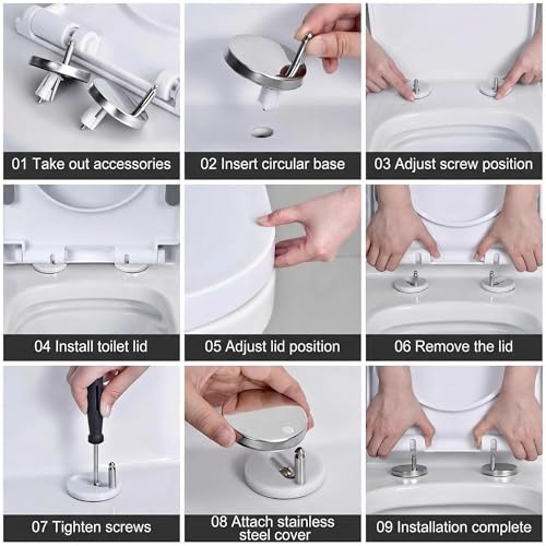 Elongated Toilet Seat, Easy Clean Hinges Release for Deep Cleans, Durable PP, Universal Fit, White