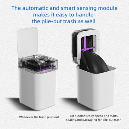 4.5 Gallon Smart Self-Sealing & Self-Changing Trash Can, 17L Automatic Motion Sensor Garbage Bin with Lid, Touchless Electric Wastebasket for Bathroom, Bedroom, and Office - White - size: 4.5 Gallon-Standard