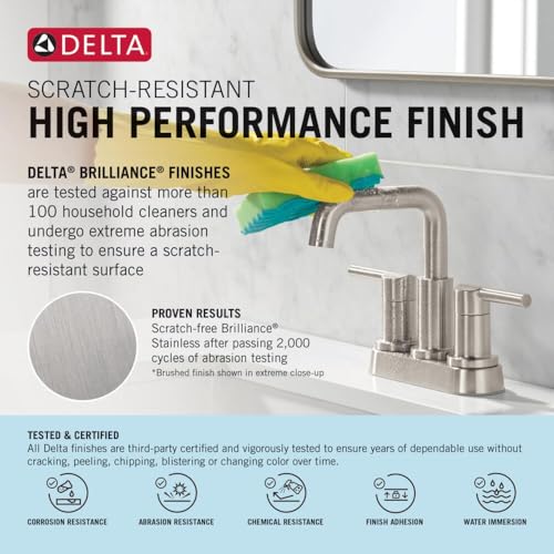 Delta Nicoli Brushed Gold Faucet 3 Hole, 8 Inch Widespread Bathroom Sink Faucet for Vanity, Push-Pop Drain Assembly, Champagne Bronze 35749LF-CZ