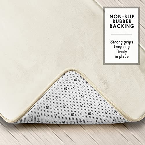 Clara Clark 3 Piece Bathroom Rugs Bath Mat Set, Velvet Memory Foam Bath Mats for Bathroom - Non-Slip, PVC Backing Bath Rugs, Washable - Dries Quickly, White - color: Off White