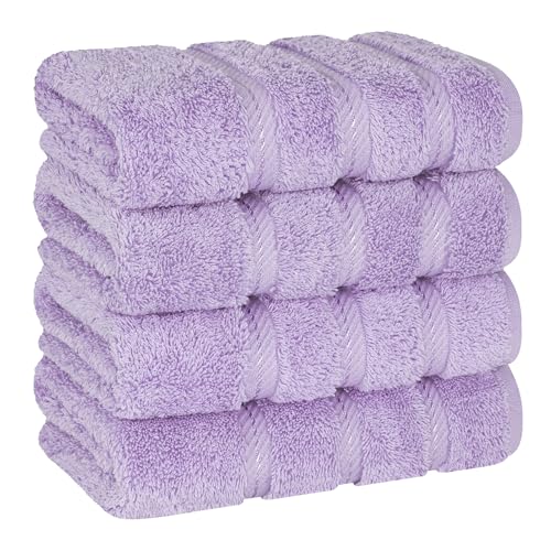 American Soft Linen 100% Cotton Luxury Turkish Towels, 4 PC Hand Towel Set | Soft Absorbent Quick Dry OEKO Tex Standard 100 Certificated Durable Machine Washable Premium Hotel Quality - color: Lilac, size: 16"x28"
