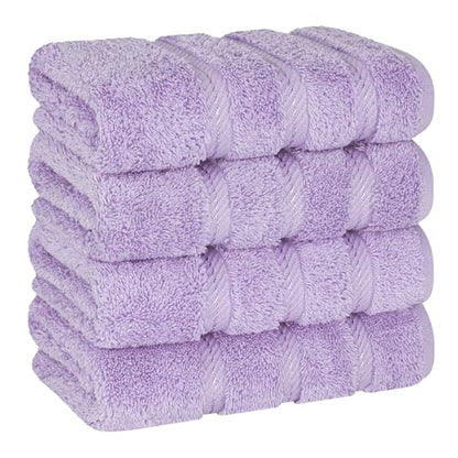 American Soft Linen 100% Cotton Luxury Turkish Towels, 4 PC Hand Towel Set | Soft Absorbent Quick Dry OEKO Tex Standard 100 Certificated Durable Machine Washable Premium Hotel Quality - color: Lilac, size: 16"x28"