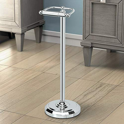 Gatco 1436C Toilet Paper Holder Stand, Chrome Finish, Freestanding Bathroom Floor Stand, Pedestal, Weighted Base, 22 Inch - color: Chrome