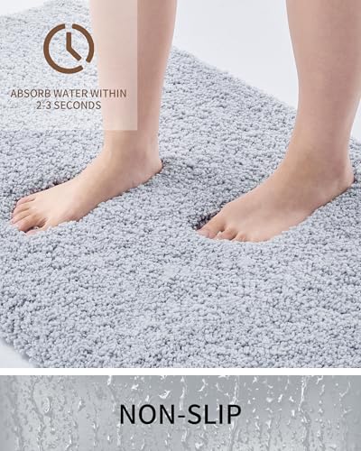 Toilet Rugs U-Shaped Mat 24x22, Contour Bathroom Mat - Ultra Soft & Absorbent Microfiber, Quick-Dry, Machine Washable with High Density Foam Latex Non Slip Backing, Silver Grey - color: Silver Grey, size: 24" X 22"(Toilet Rug)