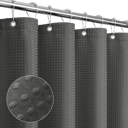 Extra Long Charcoal Grey Fabric Shower Curtain, 72 x 84 | Tall Cloth-Textured Shower Curtain for Bathroom, Water Repellent, Machine Washable - color: Charcoal Grey, size: 72"W x 84"L (Pack of 1)