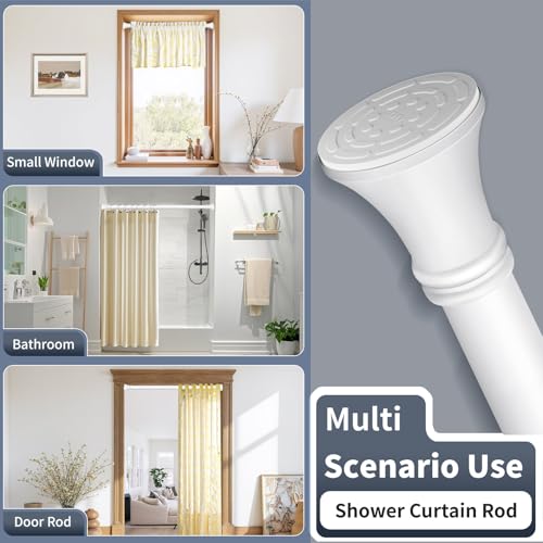White Shower Curtain Rod 36-68 Inch(3-5.67ft), No Slip No Drill Stainless Steel Spring Tension Curtain Rod, No Rust Shower Rod Adjustable For Bathroom closet - color: White, size: 36"-68"