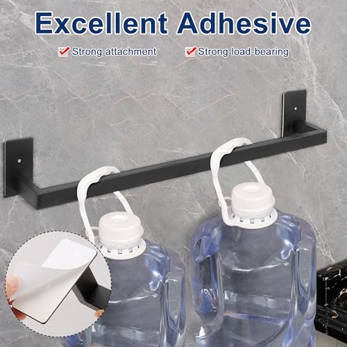 NearMoon Self Adhesive Bathroom Towel Bar, Stainless Steel Square Bath Wall Shelf Rack Hanging Towel Stick On Sticky Hanger Contemporary Style, Towel Rack Wall Mounted (24 Inch, Matte Black) - color: Matte Black, size: 24 Inch