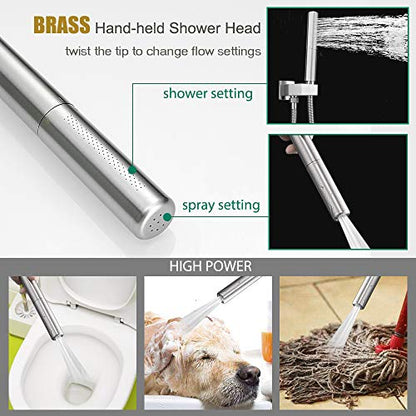 Hoimpro 12'' Shower Head Shower Faucet Set Handheld Sprayer Brushed Nickel | Stainless Steel Rain Shower Head, Rainfall Shower System Fixture Combo, Square, High Pressure Vlave Trim Kit, Wall Mounted - color: Nickel