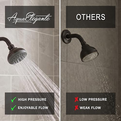 Aqua Elegante Pressure Boosting Shower Head - 1.8 GPM - Oil-Rubbed Bronze | 3 Inch Wall Mount, Water Saving Showerhead, Best For Low Flow Showers With Anti-Clog Nozzles & Adjustable Brass Fitting - color: Oil Rubbed Bronze, size: 1.8 GPM