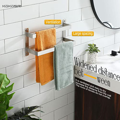 KOKOSIRI Hand Towel Bars 16 Inches Bathroom 2-Tiers Ladder Towel Rails Towel Holders Wall Mounted Towels Shelves Rack Brushed Stainless Steel, B5008BR-L16 - color: Brushed Nickel, size: 16-Inch