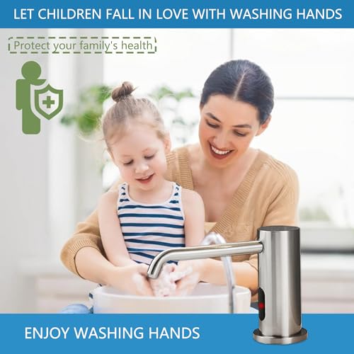 Touchless Automatic Built in Sink Soap Dispenser Infrared Sensors Soap | Electric Sensor Soap Dispenser With Bottle And Pump Commercial Accessory For Kitchen Bathroom And Public Wash Sink Daily Use - size: Drip-Silver - Brushed