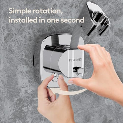 Shower Head Holder with Suction | 360° Swivel | Gray | Tool-free install in seconds, 360° swivel head, 10kg built-in storage hook, removable, rust-resistant, strong suction grip - color: Gray