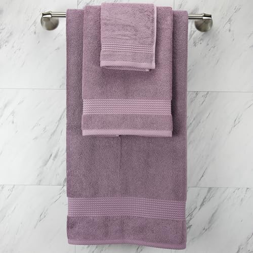Lara Premium Bath Towel Set 6 Piece - Soft & Highly Absorbent Bathroom Towel Set, 100% Luxury Turkish Cotton, Flannel Bath Towels, 1 Bath Towel, 1 Hand Towel, 4 Washcloths - Damson - color: Damson, size: 1 Bath Towel, 1 Hand Towel, 4 Wash Cloths