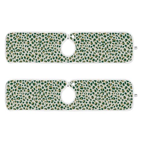 Kitchen Sink Splash Guard Behind Faucet Mat 2 Pcs Absorbent Faucet Mat Quick Dry Kitchen Sink Drying Mats for Drip Drain Draining Sinks Bathroom Microfiber Soft Washable M Beige Forest Leopard - color: Beige Forest Leopard, size: 23.6" x 5.5"