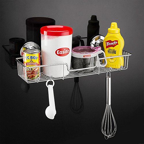 SANNO Suction Cup Shower Caddy Storage Combo Organizer, No Damage Bath Shelf Suction Cup Shower Basket,Rustproof Wire Bathroom Accessories - Rustproof Stainless Steel - color: stainless