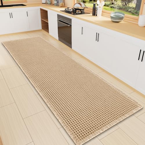 Smiry Waffle Bath Mat 60X16, Extra Soft Absorbent Bathroom Rugs, Brown | Non Slip Machine Washable Quick Dry Bath Rugs for Bathroom Floor, Tub, Shower, Home Decor Accessories - color: Brown, size: 60'' X 16''