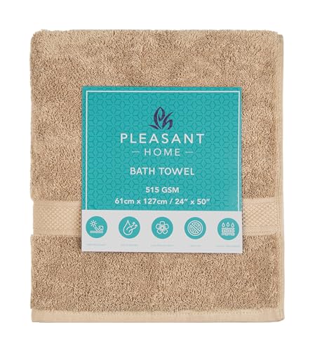 Pleasant Home Bath Towels Set of 6 (24” x 50”) 100% Cotton, Neutral Mix | 515 GSM | Lightweight, Soft & Highly Absorbent Luxury Towels for Bathroom | for Gym, Pool & Spa - color: Neutral