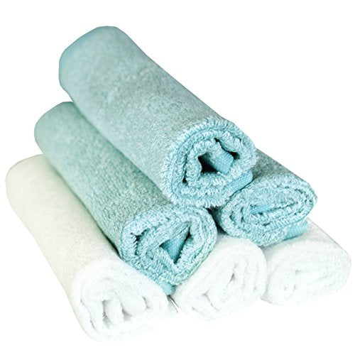 Copper Pearl 6 Ultra Soft Baby Bath Washcloths Premium Large Soft Sonny (Blue/White) 11" x 11" Towels - color: Sonny, size: 11 x 11 inches (Pack of 6)