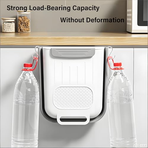 KEAIDUO 2.6 Gallon Collapsible Garbage Can for Kitchen Cabinet - Space-Saving Foldable Trash Bin, Wall-Mounted & Under Sink Storage Bin