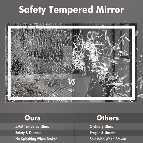 IDEALHOUSE 60"x 36" LED Bathroom Mirror with Lights - Dimmable Dual Lighting (Front & Backlit) Vanity Mirror, Anti-Fog & Shatterproof, 3X Magnification, Rectangular Wall Mount - size: 60"L x 36"W